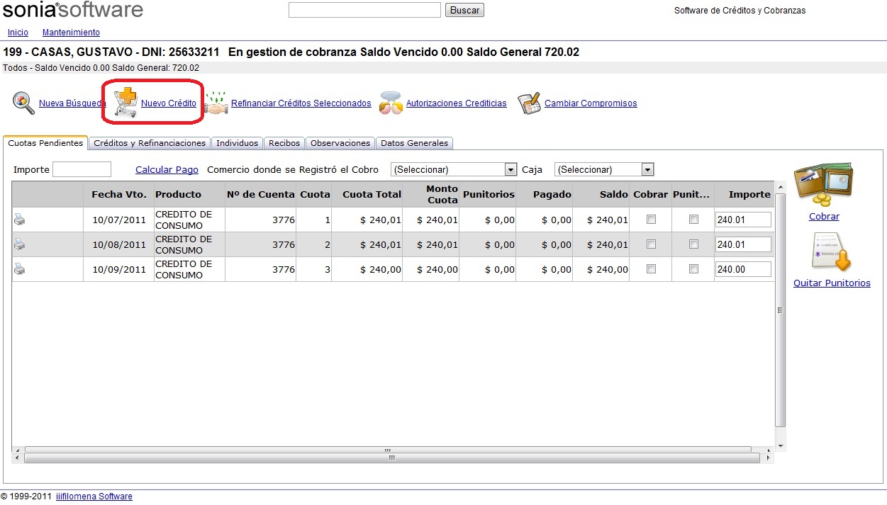 Programa para la Gestión de Créditos de Consumo